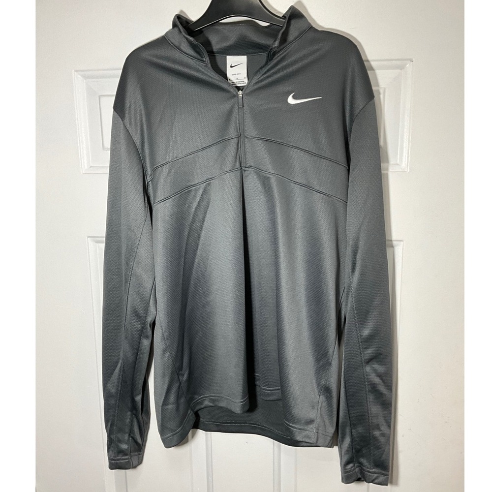 Nike Mens Dri-FIT Quarter Zip Pullover Charcoal Gray Athletic Training Top M